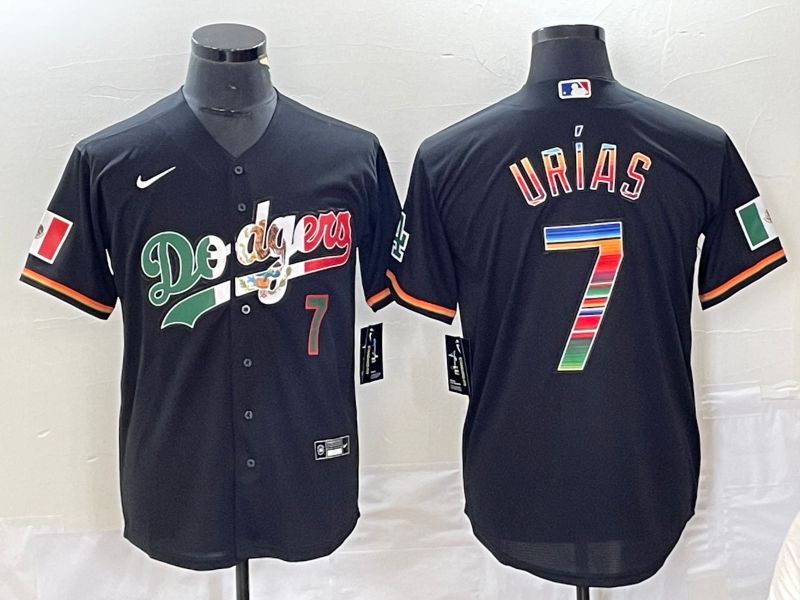Men Los Angeles Dodgers #7 Urias Black rainbow Nike Game MLB Jersey style 5->los angeles dodgers->MLB Jersey
